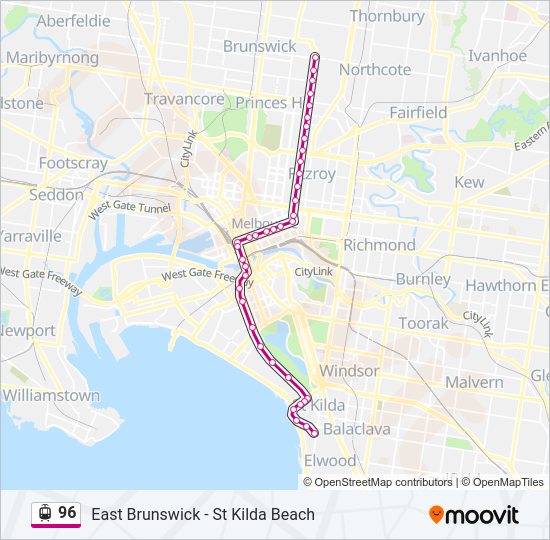 96 Route: Schedules, Stops & Maps - St Kilda Beach (Updated)