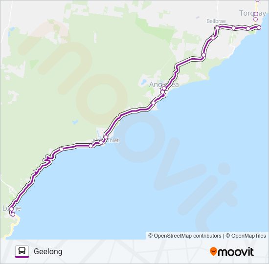 GEELONG - APOLLO BAY VIA LORNE, TORQUAY Bus Line Map