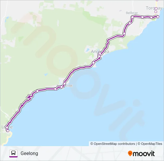 GEELONG - APOLLO BAY VIA LORNE, TORQUAY Bus Line Map
