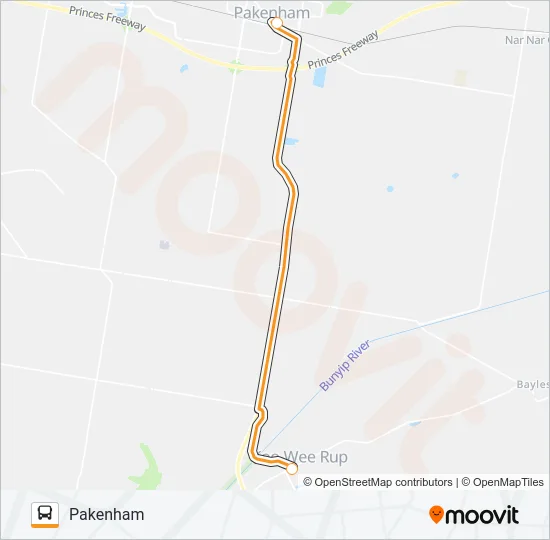 KOO WEE RUP - PAKENHAM VIA KOO WEE RUP Bus Line Map