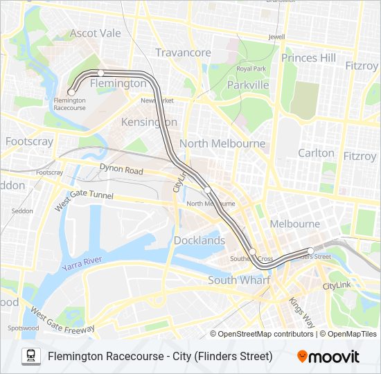 FLEMINGTON RACECOURSE Train Line Map