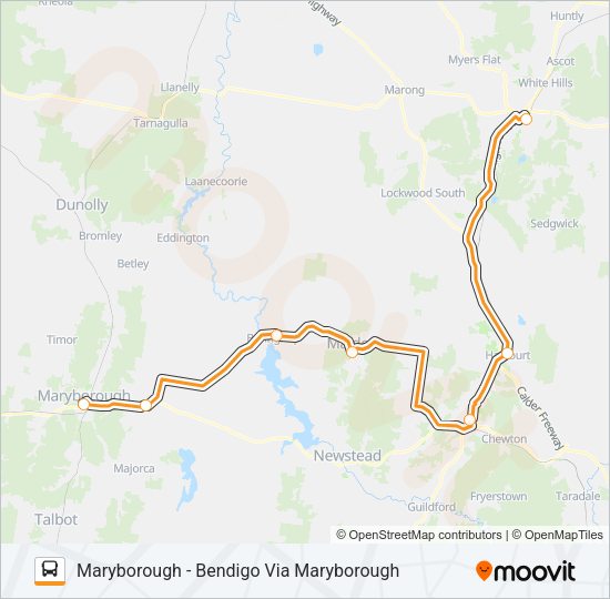 MARYBOROUGH - BENDIGO VIA MARYBOROUGH Bus Line Map