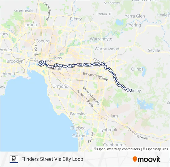 BELGRAVE Route: Schedules, Stops & Maps - Flinders Street Via City Loop ...
