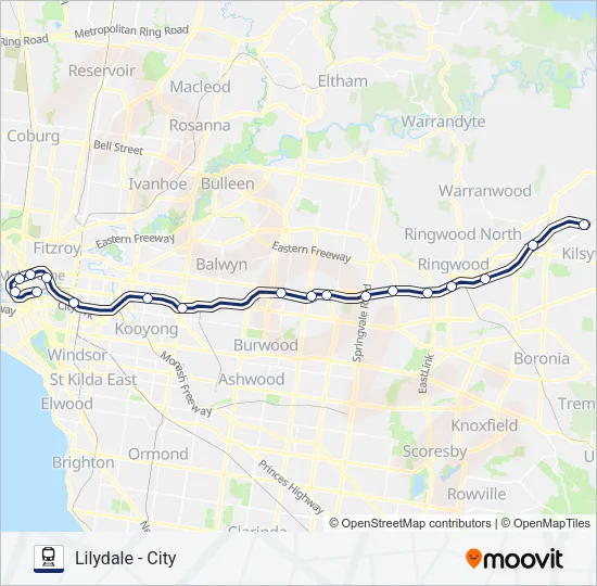 LILYDALE Train Line Map