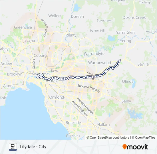 LILYDALE Train Line Map