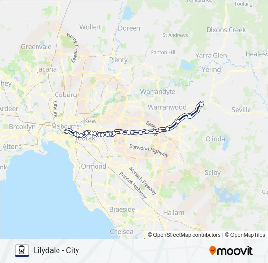 LILYDALE Train Line Map