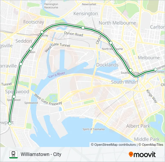 WILLIAMSTOWN Train Line Map