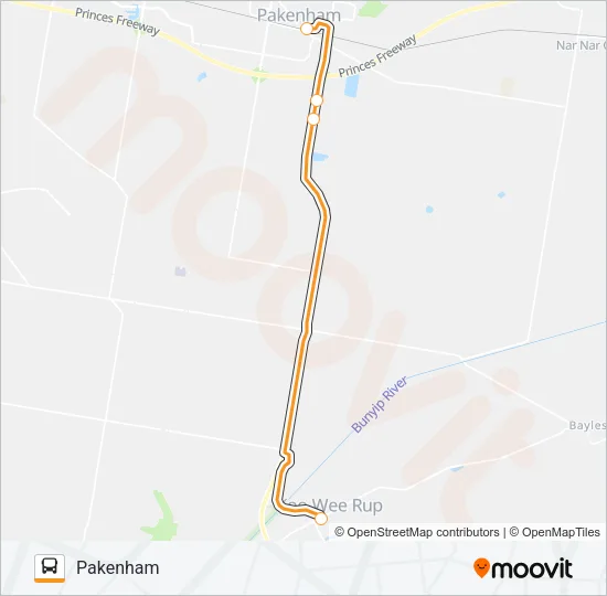 PAKENHAM - KOO WEE RUP VIA PAKENHAM Bus Line Map