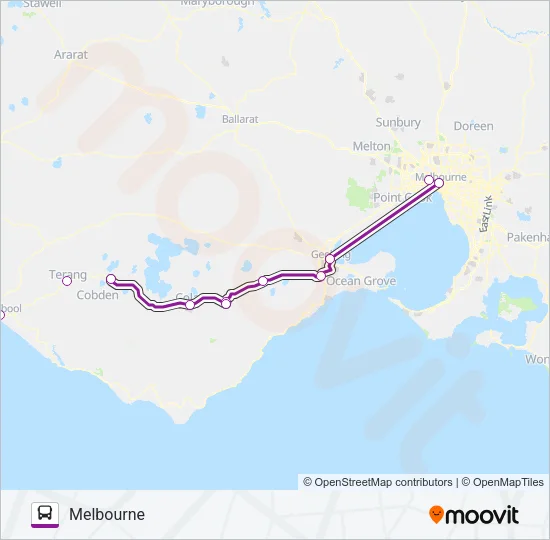 WARRNAMBOOL Bus Line Map