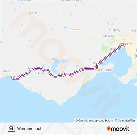 WARRNAMBOOL Bus Line Map