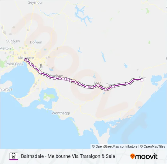 TRARALGON Train Line Map