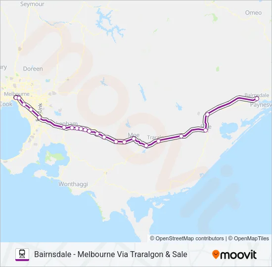 TRARALGON Train Line Map
