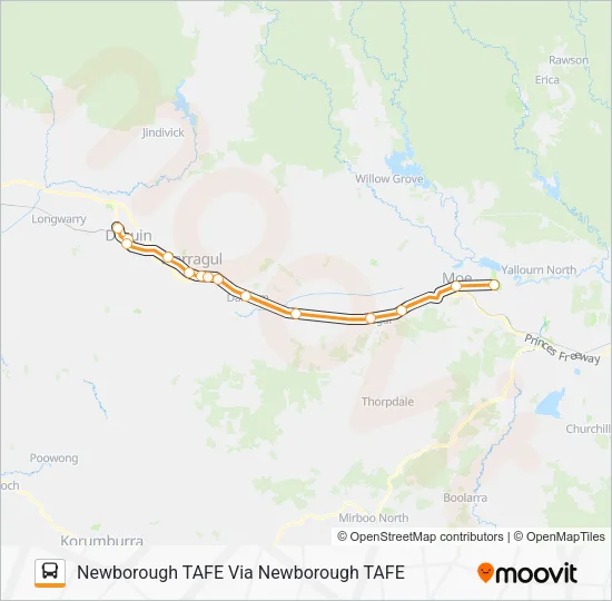 Mapa de NEWBOROUGH TAFE VIA NEWBOROUGH TAFE de autobús