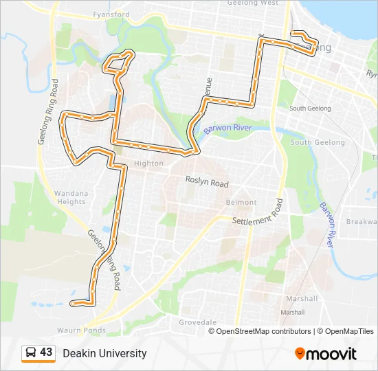 43 Bus Line Map