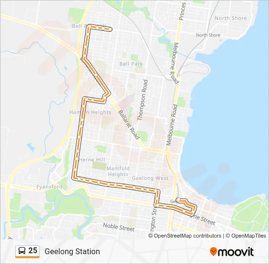 25 Route: Schedules, Stops & Maps - Geelong Station (Updated)