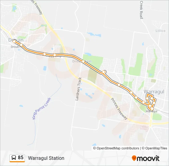 85 Route: Schedules, Stops & Maps - Warragul Station (Updated)