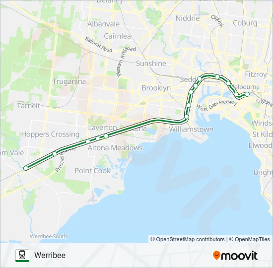 WERRIBEE Train Line Map