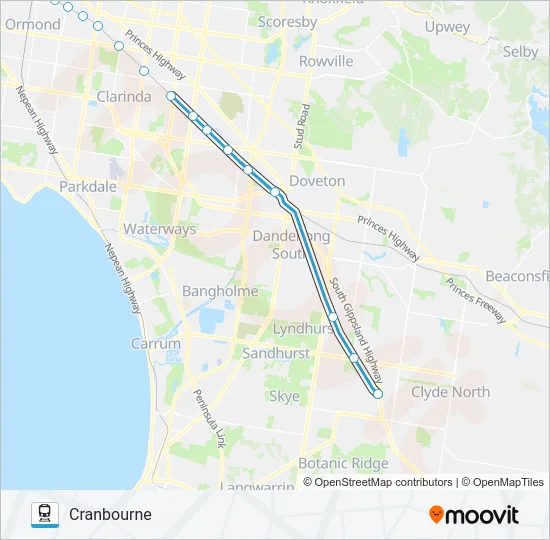 CRANBOURNE Train Line Map