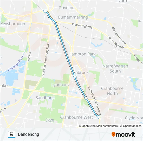 CRANBOURNE Train Line Map