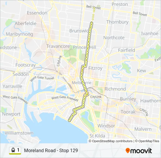 1 Tram Line Map