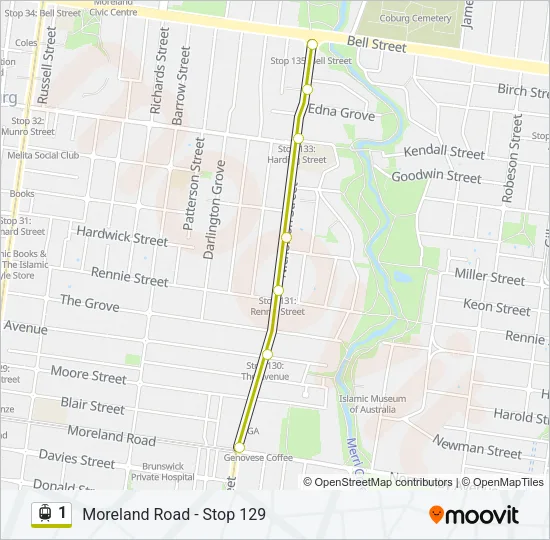 1 Tram Line Map