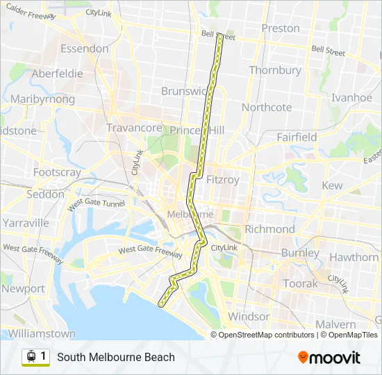 1 Tram Line Map