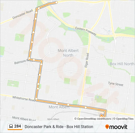 284 Bus Line Map