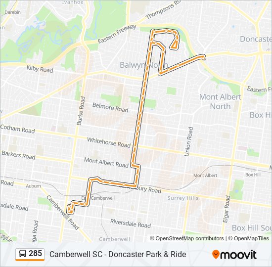 Mapa de 285 de autobús