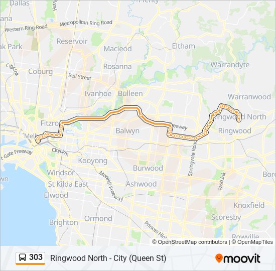 303 bus Line Map