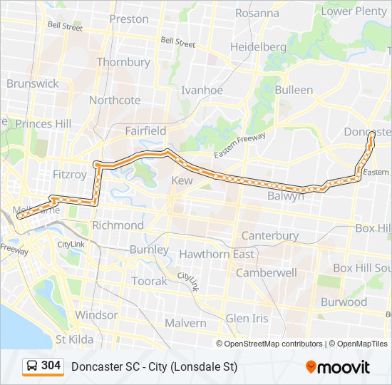 Mapa de 304 de autobús