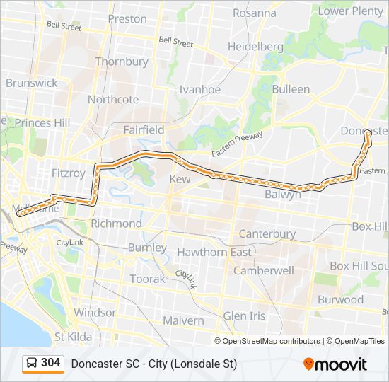 304 Bus Line Map