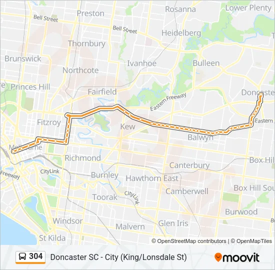 304 Bus Line Map