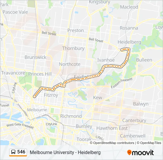 546 Bus Line Map