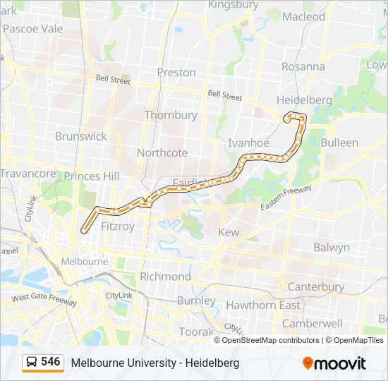 546 Bus Line Map