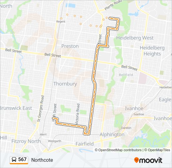 Mapa de 567 de autobús