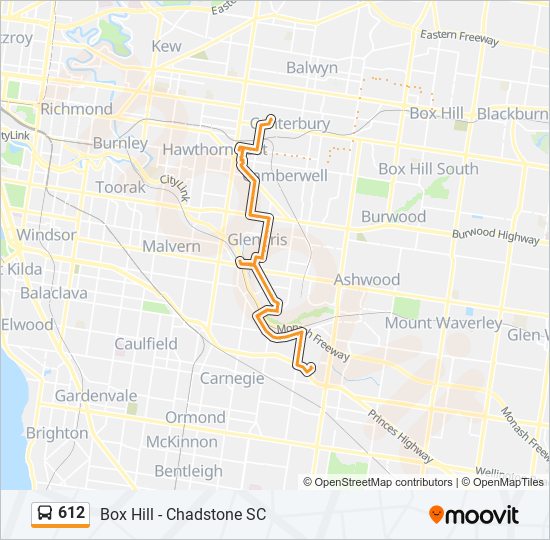 Mapa de 612 de autobús