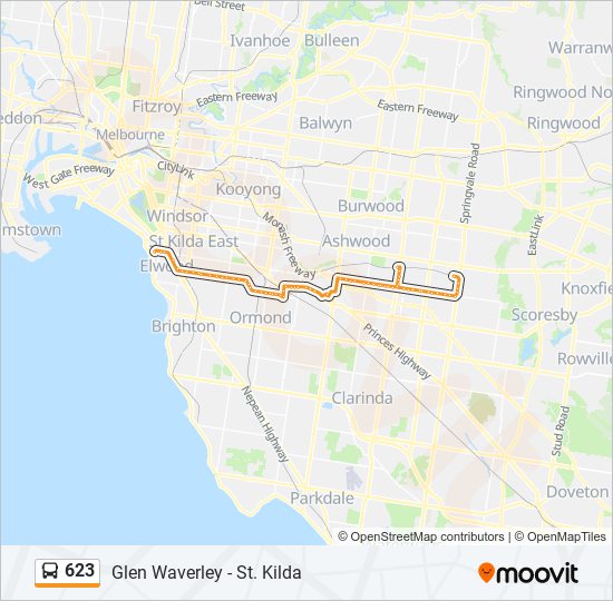 Mapa de 623 de autobús