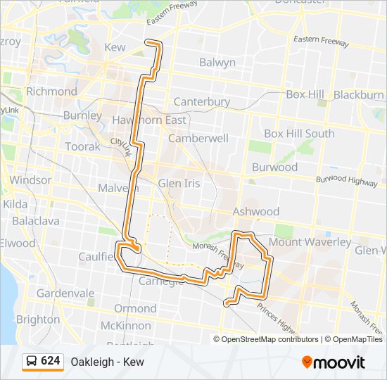 Mapa de 624 de autobús