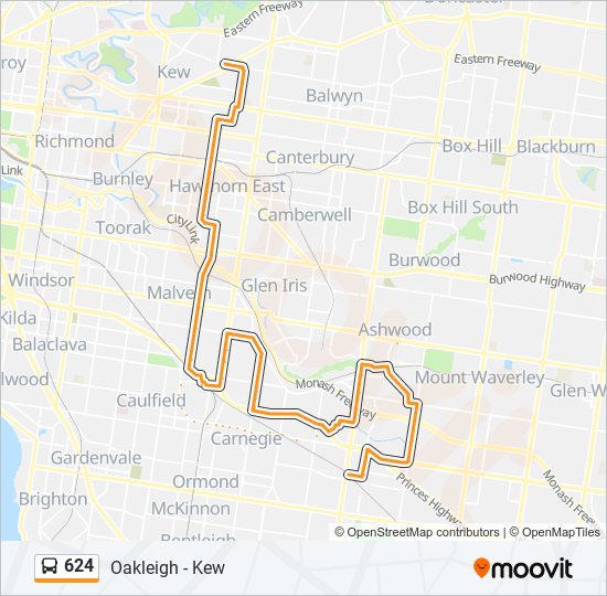 Mapa de 624 de autobús