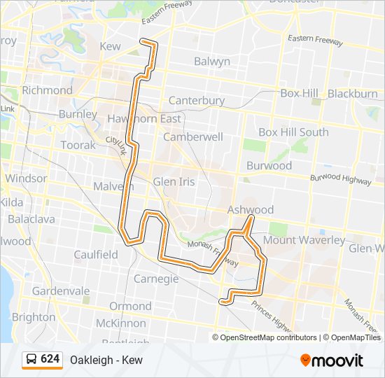 Mapa de 624 de autobús