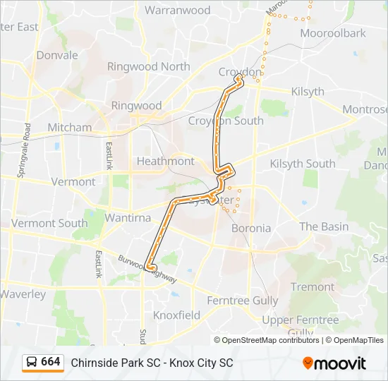 664 Bus Line Map
