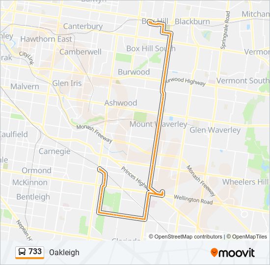 Mapa de 733 de autobús