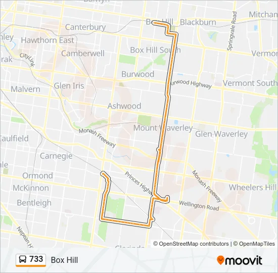 733 Bus Line Map