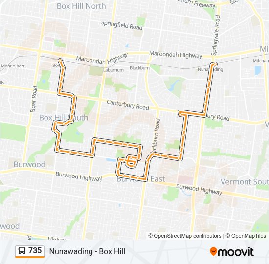 735 Bus Line Map
