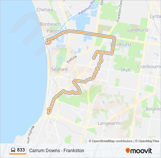 833 bus Line Map