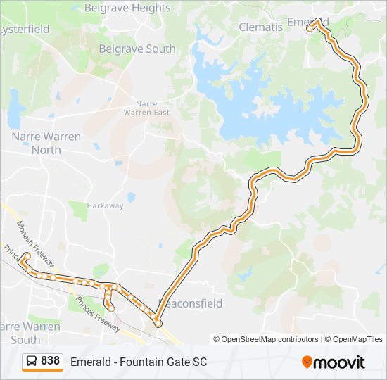 Mapa de 838 de autobús