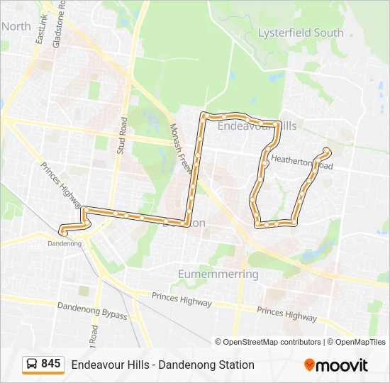 845 Bus Line Map