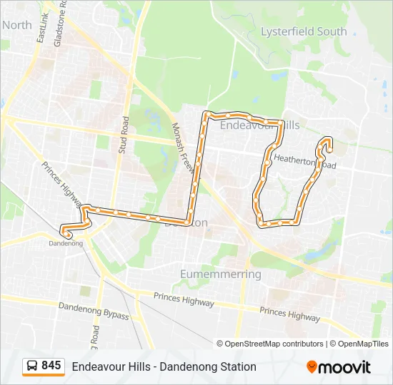 845 Bus Line Map