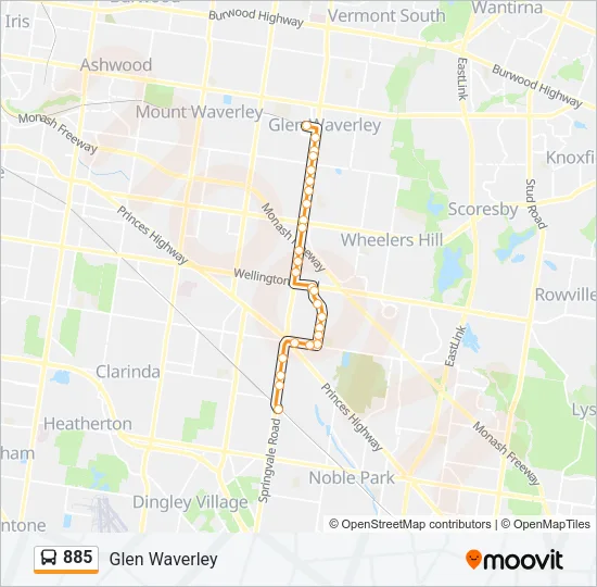 885 Bus Line Map