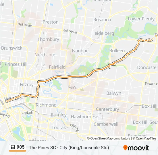 905 Bus Line Map